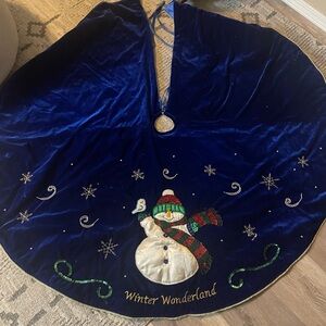 Blue Velvet Snowman Tree Skirt